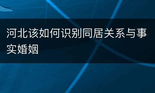 河北该如何识别同居关系与事实婚姻