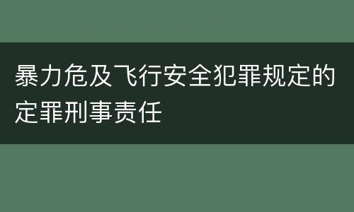 暴力危及飞行安全犯罪规定的定罪刑事责任