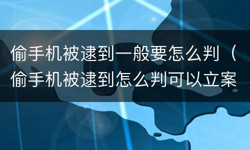 偷手机被逮到一般要怎么判（偷手机被逮到怎么判可以立案标准）