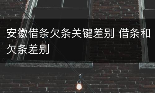 安徽借条欠条关键差别 借条和欠条差别