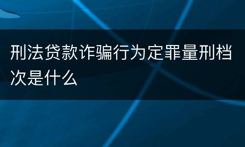 刑法贷款诈骗行为定罪量刑档次是什么