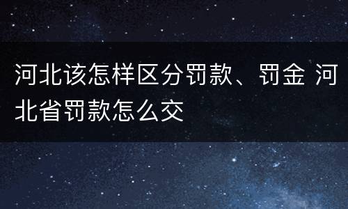 河北该怎样区分罚款、罚金 河北省罚款怎么交