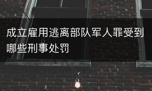 成立雇用逃离部队军人罪受到哪些刑事处罚