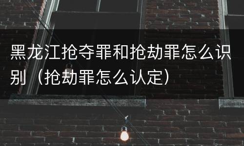 黑龙江抢夺罪和抢劫罪怎么识别（抢劫罪怎么认定）