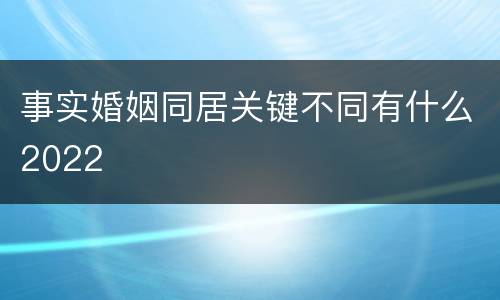 事实婚姻同居关键不同有什么2022