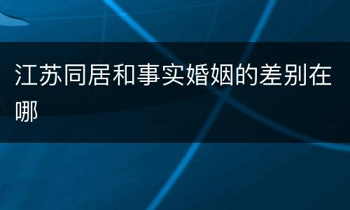 江苏同居和事实婚姻的差别在哪