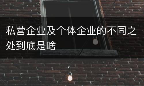 私营企业及个体企业的不同之处到底是啥