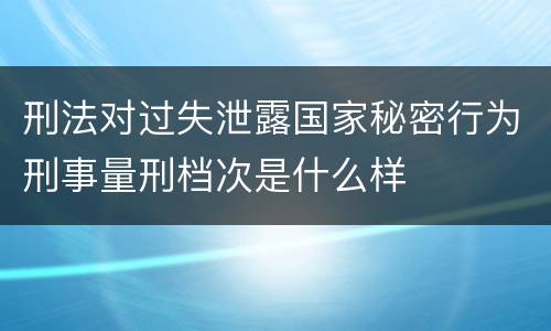 刑法对过失泄露国家秘密行为刑事量刑档次是什么样