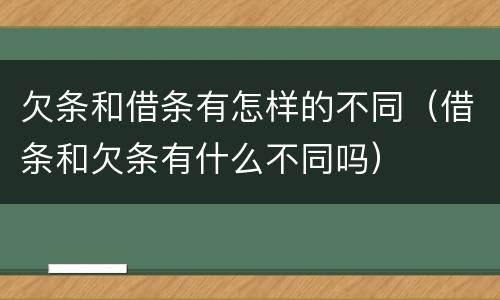 欠条和借条有怎样的不同（借条和欠条有什么不同吗）