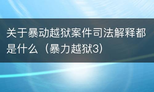 关于暴动越狱案件司法解释都是什么（暴力越狱3）