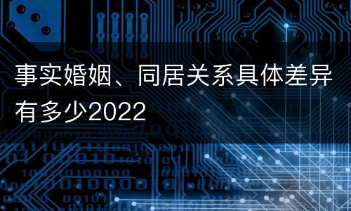 事实婚姻、同居关系具体差异有多少2022