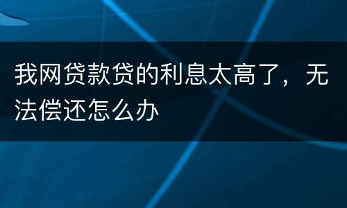 我网贷款贷的利息太高了，无法偿还怎么办