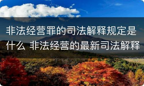 非法经营罪的司法解释规定是什么 非法经营的最新司法解释