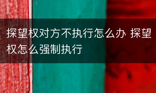 探望权对方不执行怎么办 探望权怎么强制执行