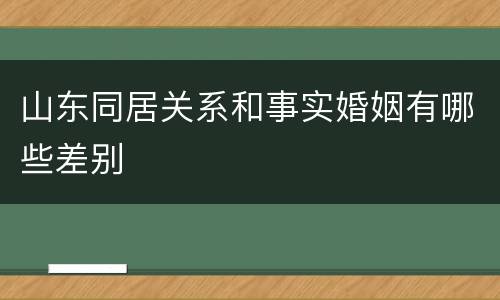 山东同居关系和事实婚姻有哪些差别