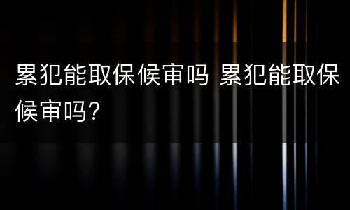 累犯能取保候审吗 累犯能取保候审吗?