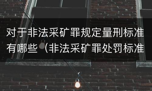 对于非法采矿罪规定量刑标准有哪些（非法采矿罪处罚标准）