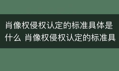 肖像权侵权认定的标准具体是什么 肖像权侵权认定的标准具体是什么