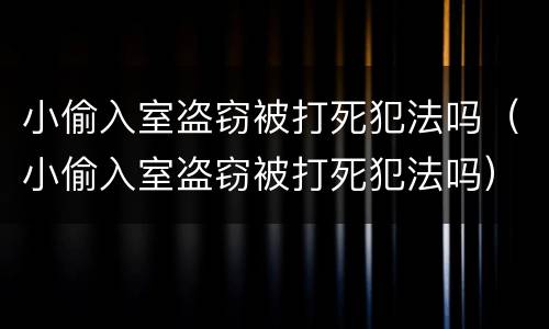 小偷入室盗窃被打死犯法吗（小偷入室盗窃被打死犯法吗）