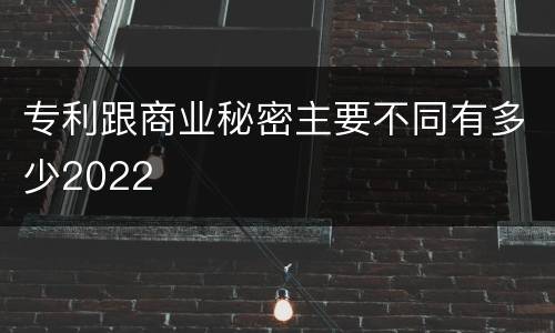 专利跟商业秘密主要不同有多少2022