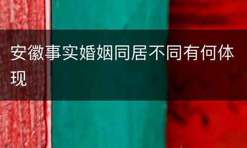 安徽事实婚姻同居不同有何体现