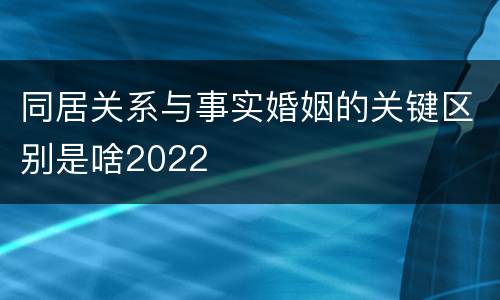 同居关系与事实婚姻的关键区别是啥2022