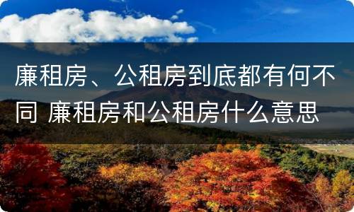 廉租房、公租房到底都有何不同 廉租房和公租房什么意思