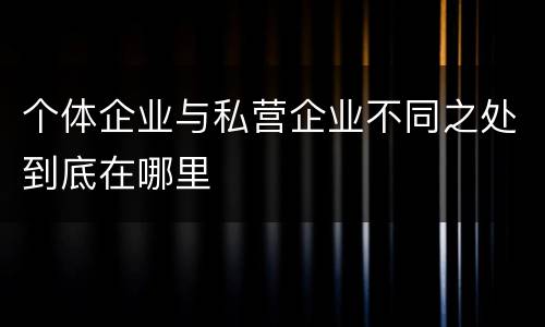 个体企业与私营企业不同之处到底在哪里