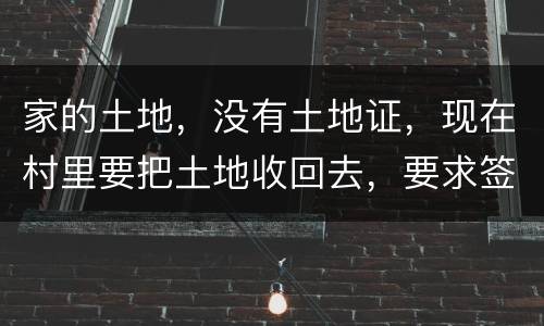 家的土地，没有土地证，现在村里要把土地收回去，要求签协议，怎么处理