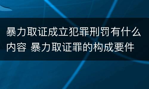 暴力取证成立犯罪刑罚有什么内容 暴力取证罪的构成要件