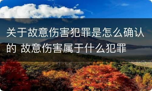 关于故意伤害犯罪是怎么确认的 故意伤害属于什么犯罪