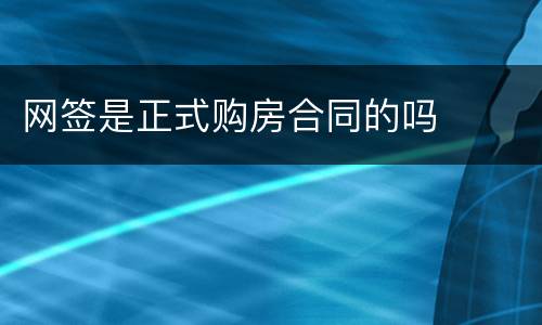 网签是正式购房合同的吗