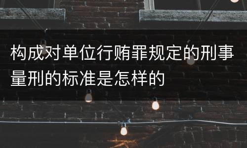 构成对单位行贿罪规定的刑事量刑的标准是怎样的