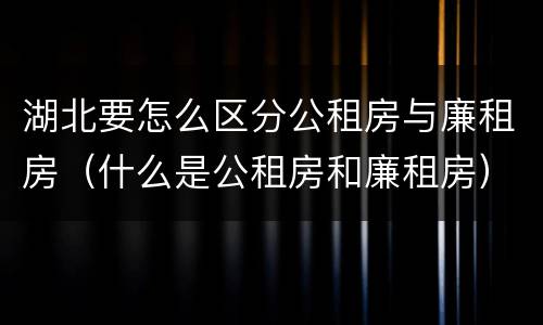 湖北要怎么区分公租房与廉租房（什么是公租房和廉租房）