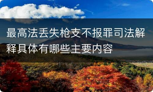 最高法丢失枪支不报罪司法解释具体有哪些主要内容