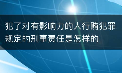 犯了对有影响力的人行贿犯罪规定的刑事责任是怎样的