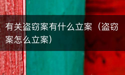 有关盗窃案有什么立案（盗窃案怎么立案）