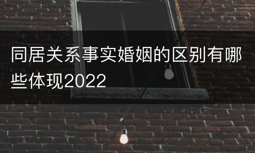 同居关系事实婚姻的区别有哪些体现2022