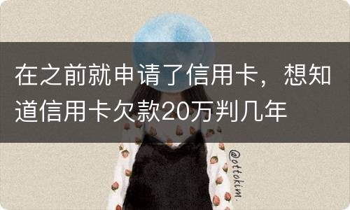 在之前就申请了信用卡，想知道信用卡欠款20万判几年