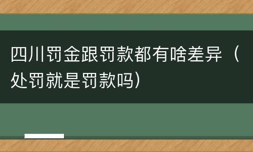 四川罚金跟罚款都有啥差异（处罚就是罚款吗）