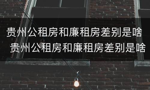 贵州公租房和廉租房差别是啥 贵州公租房和廉租房差别是啥呢