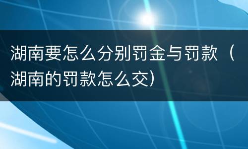 湖南要怎么分别罚金与罚款（湖南的罚款怎么交）