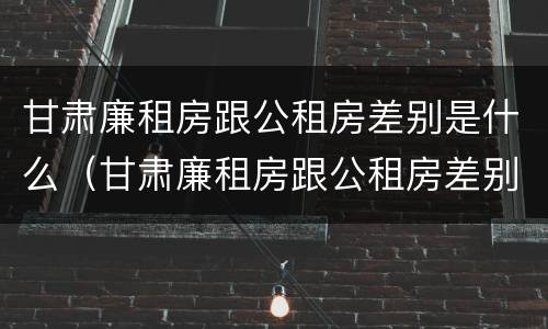 甘肃廉租房跟公租房差别是什么（甘肃廉租房跟公租房差别是什么呢）