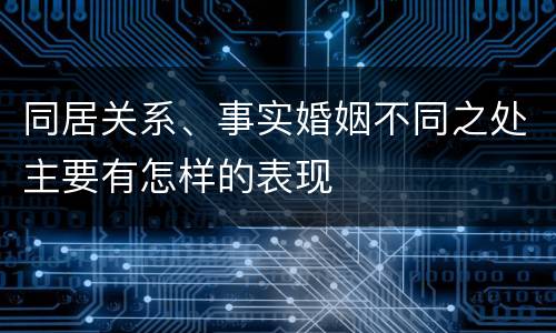 同居关系、事实婚姻不同之处主要有怎样的表现