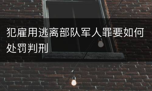 犯雇用逃离部队军人罪要如何处罚判刑