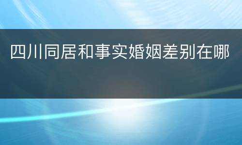 四川同居和事实婚姻差别在哪