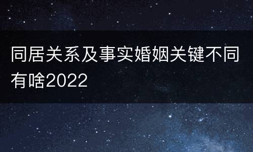 同居关系及事实婚姻关键不同有啥2022