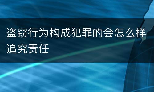 盗窃行为构成犯罪的会怎么样追究责任