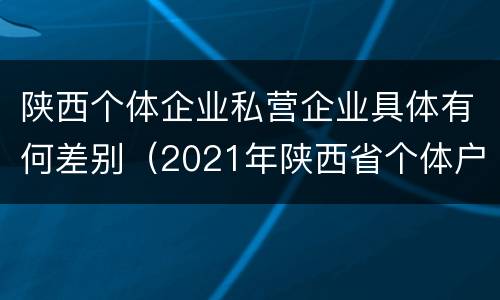 陕西个体企业私营企业具体有何差别（2021年陕西省个体户税收政策）