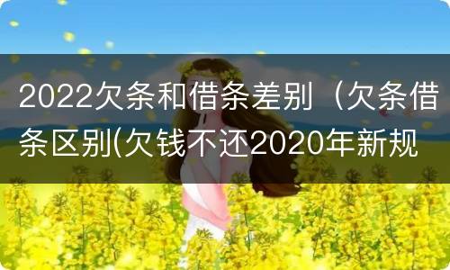 2022欠条和借条差别（欠条借条区别(欠钱不还2020年新规 - 法律之家）